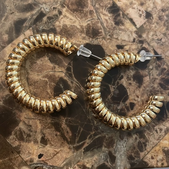 Spiral Gold Hoops - Picture 9 of 12